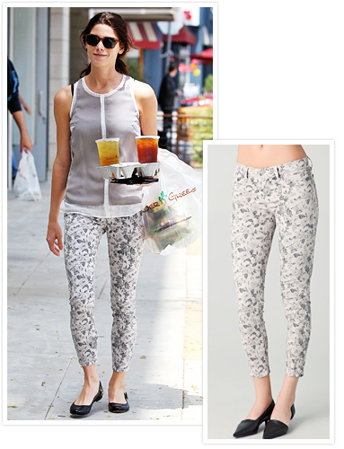 Ashley Greene floral jeans