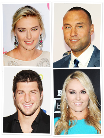 Maria Sharapova, Derek Jeter, Tim Tebow, Lindsey Vonn