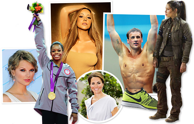 Gabby Douglas, Mariah Carey, Taylor Swift, Ryan Lochte, Kate Middleton, Jessica Biel