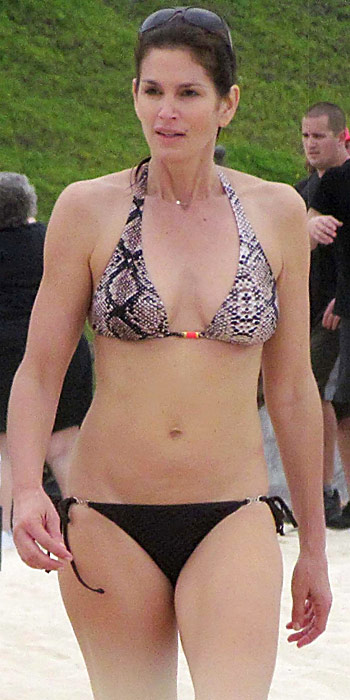 Cindy Crawford in a snake-print bikini