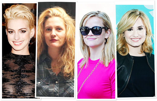 Blonde hair - Anne Hathaway, Drew Barrymore, Reese Witherspoon, Demi Lovato