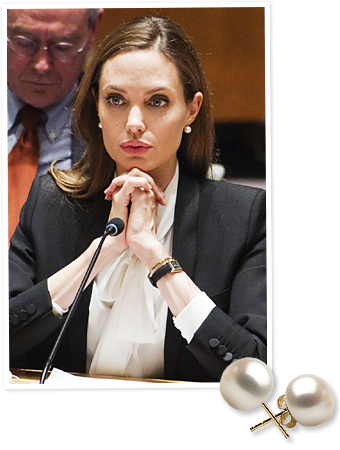 Angelina Jolie and Pearl Paradise earrings