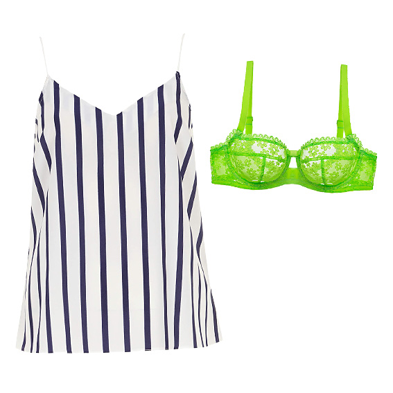 Navy Stripes and Neon Bra and Shirt Color Combos