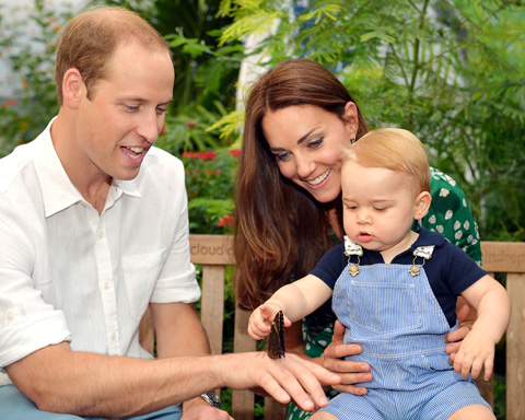 Prince George touches butterfly with Kate Middleton and Prince William