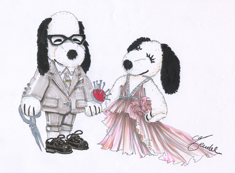 Snoopy and Belle in Fashion by J. Mendel