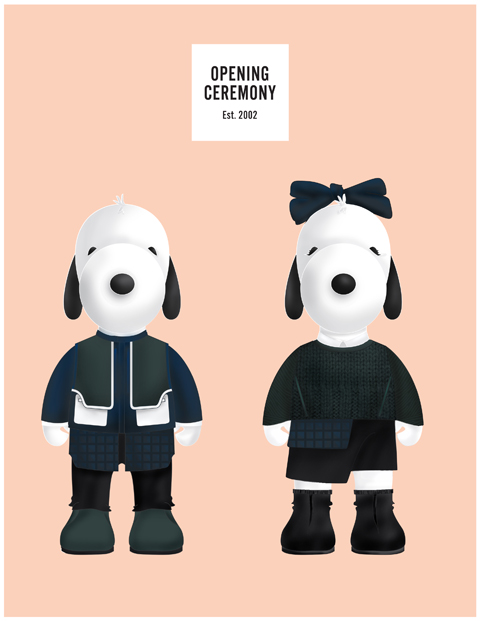 Snoopy and Belle in Fashion by Opening Ceremony
