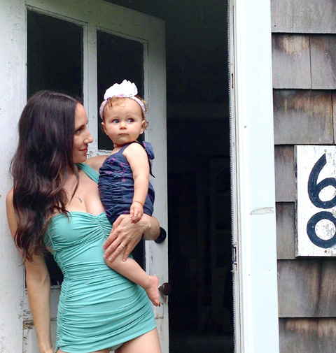 Violet Gaynor and daughter Plum in the Hamptons