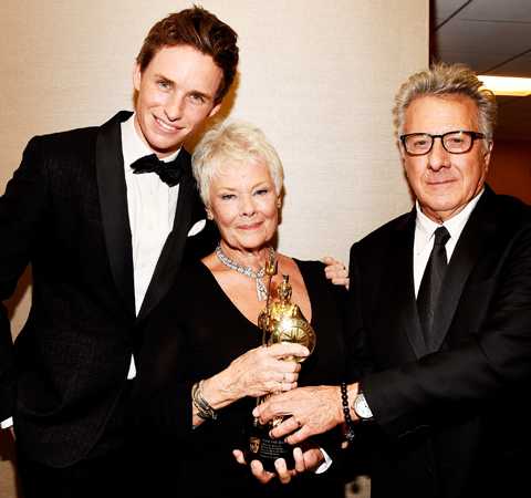 Eddie Redmayne, Dame Judy Dench, and Dustin Hoffman