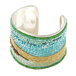 Silver-plated cuff with sequins and beads, J. Jill.