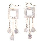 14-kt gold and mother-of-pearl earrings, Elizabeth Brady Jewelry.