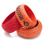 Woven raffia bangles, M. Haskell.
