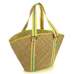 Woven-straw tote with polyester trim, Reef.