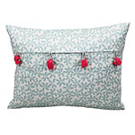 Silk-and-cotton-blend daisy pillow with coral buttons, Ann Gish, Ann Gish.
