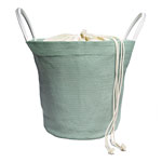 Woven plastic basket in mint green, Felissimo Design House.