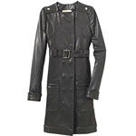 Black leather Army coat with belt, Balenciaga by Nicolas Ghesqui.