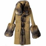 Camel wool coat with fur trim, Balenciaga by Nicolas Ghesqui.