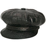 Black leather page-boy cap, Christian Dior.