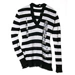 Black and white mohair V-neck sweater, Christian Dior.