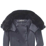 Navy wool and mink hood, Calvin Klein Collection.