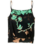 Black floral silk camisole, Dries Van Noten.