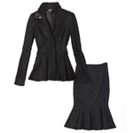 Black astrakhan suit, Salvatore Ferragamo.
