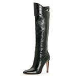 Black leather boots, Gucci.