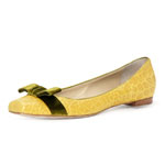 Croc leather flats with velvet bow, Giuseppe Zanotti.