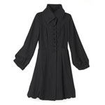 Black wool Asian-inspired coat with puff sleeves and hem, H&M.