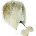 Natural fox hat with tie, Adrienne Landau.