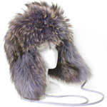 Purple raccoon trapper hat, Adrienne Landau.