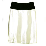 White skirt with midnight cashmere and wool-flecked band, Narciso Rodriguez.