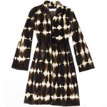 Brown tie-dyed sheared mink fitted coat with printed pony belt, Oscar de la Renta.
