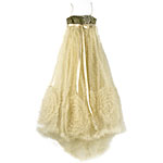 Gold tulle empire gown with gold embroidery, Oscar de la Renta.