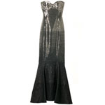 Black and silver Lurex strapless gown, Ralph Lauren.