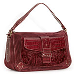 Maroon suede and astrakan hobo bag, Valentino.