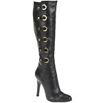 Black buckle boots, Versace.
