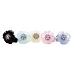 Resin rings with sterling-and-topaz centers in black, pink, periwinkle, aqua or white, Ang.