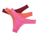 Thongs with Swarovski-crystal fruit details, in pink, orange, burgundy and chocolate, On Gossamer.