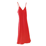 Cross-back silk nightgown in scarlet [also in blue and black], La Petite Coquette.