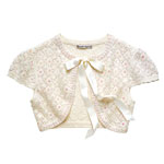 Sequined lambswool-blend capelet with silk ribbon in ivory [also in black], Nanette Lepore.
