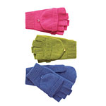 Lambswool-and-angora Pop Top mittens in fuchsia, peridot, indigo, heather gray and black, Carolina Amato.