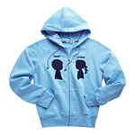 Personalized Boy Meets Girl cotton hoodie in blue [also gray and black], Deesh Designs.