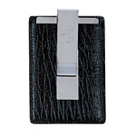 Black leather money clip, Gucci.