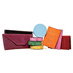 Leather jewelry box in yellow, green, pink and blue, Vivre.