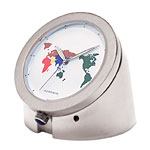 Stainless-steel Globe 2 mini travel clock with pillbox storage, Android.