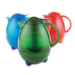 Plastic insulated hot and cold beverage carafes [1 liter] with glass lining in three translucent colors, Leifheit.