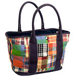 Cotton madras-plaid canvas tote, J. Crew.