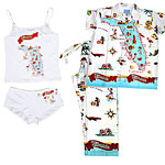 Cotton-blend cami-and-boy-short set and lawn cotton crop PJs, Nick & Nora.