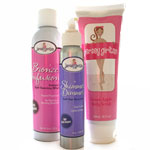 Bronze Infusion Instant Self-Tanning mist, Shimmer Dimmer Self Tanner remover and Green Apple body scrub, Jersey Girl Tan.