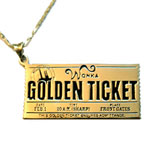 14kt-gold plated Golden Ticket necklace, White Trash Charms.